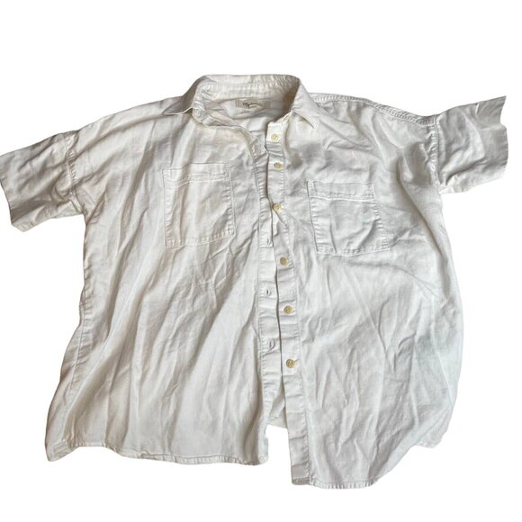 MADEWELL Button Up White Collared Shirt Short Sleeve Extra Small XS - Picture 1 of 4
